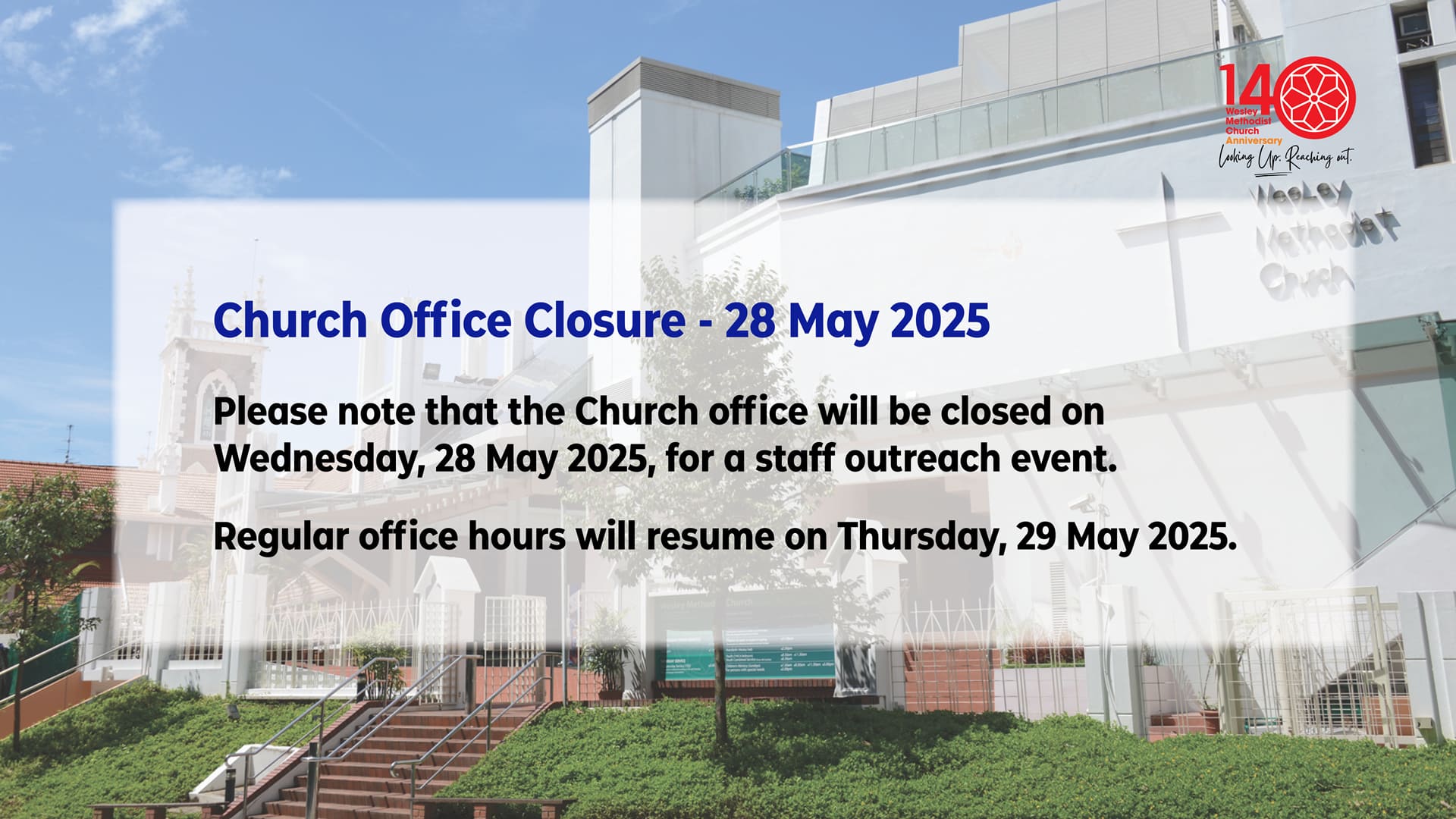 Church Office Closure 28 May 2025