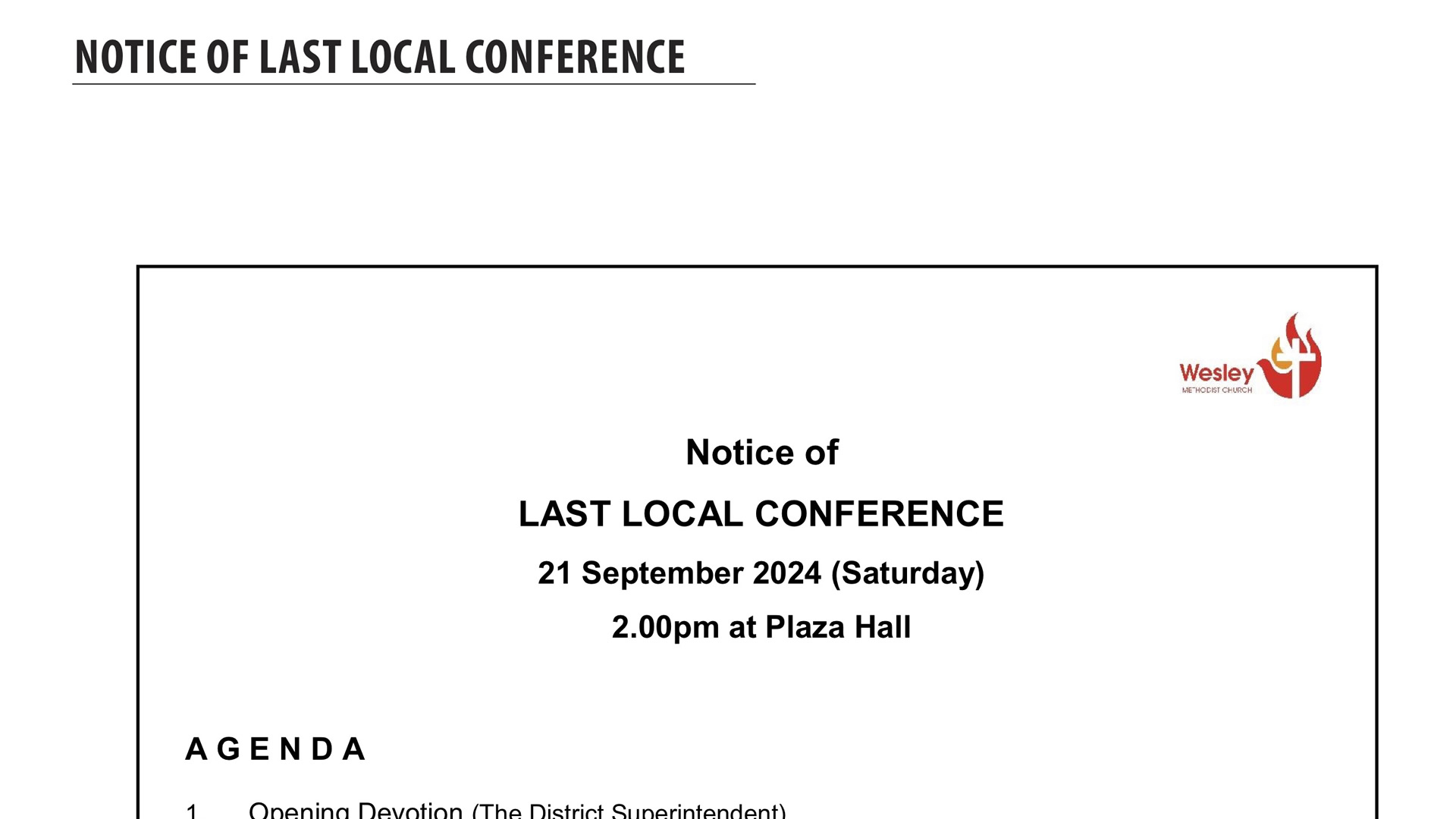 Last Local Conference | 21 Sep 2024